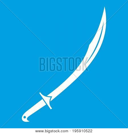Cutlass icon white isolated on blue background vector illustration