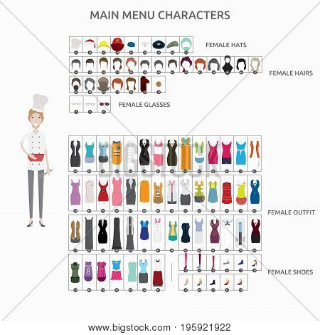 Character Creation Baker | set of vector character illustration use for human, profession, business, marketing and much more.The set can be used for several purposes like: websites, print templates, presentation templates, and promotional materials.