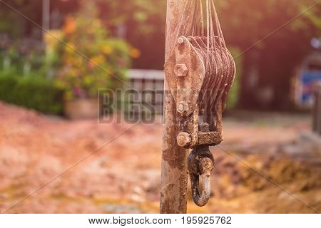 Worker Installing Wet-process Bored Pile For Outside Public Construction