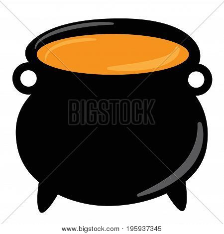 Happy Halloween Witch Cauldron with Orange Potion