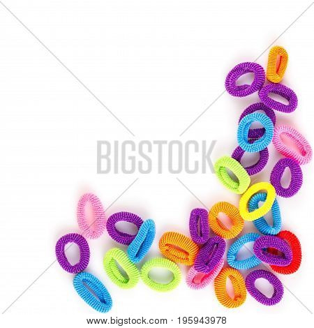 Hair elastic bands isolated on the white background
