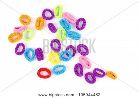Hair elastic bands isolated on the white background