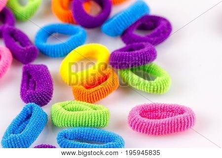 Hair elastic bands isolated on the white background
