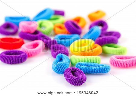 Hair elastic bands isolated on the white background