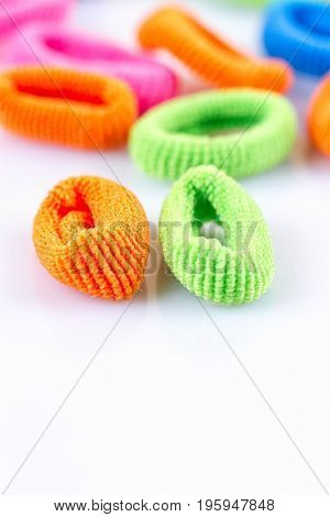 Hair elastic bands isolated on the white background