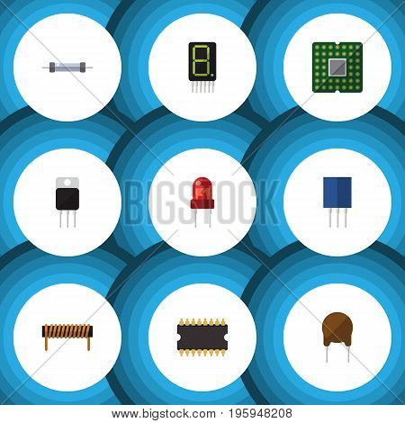 Flat Icon Device Set Of Triode, Display, Receiver And Other Vector Objects