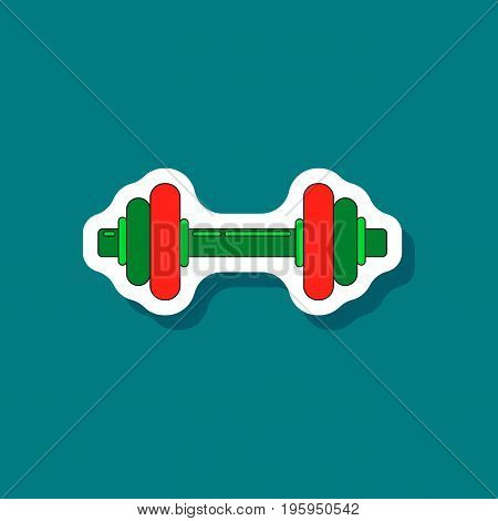 paper sticker on stylish background dumbbell sport