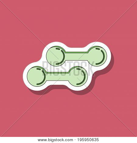 paper sticker on stylish background dumbbells sport