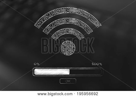 Microchip Wi-fi Symbol With Progress Bar Loading