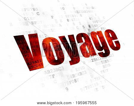 Travel concept: Pixelated red text Voyage on Digital background