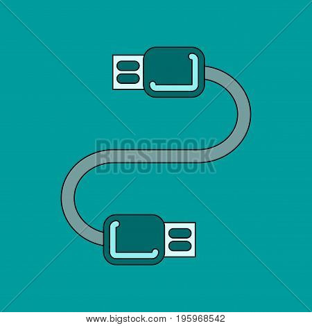 flat icon on stylish background usb cable