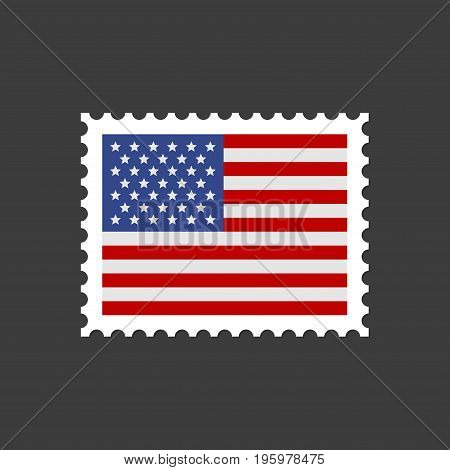 USA Flag Postage Mail Stamp. Vector illustration