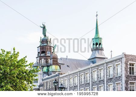 Montreal, Canada - May 27, 2017: Front Exterior View Of Chapelle Notre Dame De Bon Secours In Quebec