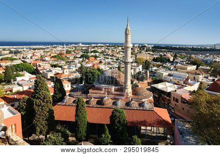 Suleiman Mosque In The Old Town Of Rhodes Is A Historical Monument Of The Ottoman Period.