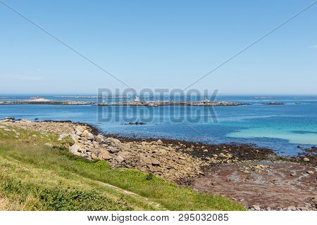 Coast In Landunvez At Low Tide During A Summer Day