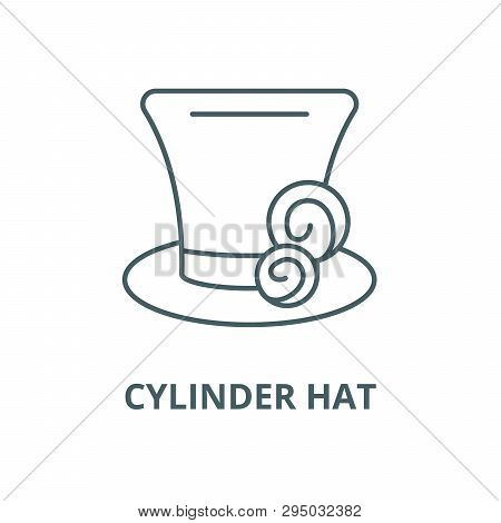 Cylinder Hat Line Icon, Vector. Cylinder Hat Outline Sign, Concept Symbol, Flat Illustration
