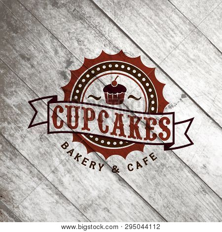 Bakery Craft Bread Logo On Old Wood Background