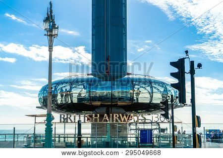 Brighton, England-6 October,2018: The British Airways I360 Skyline Tower  Tallest In The World For S