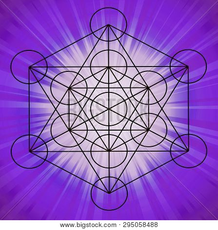 Energy  Metatron Cube Sacred Geometry Meditation Chakra Illustration Purple