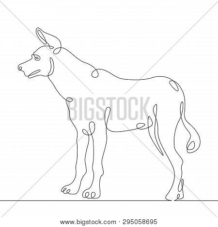 Continuous One Line Hand Drawing Hyena .wild African Safari Animal.