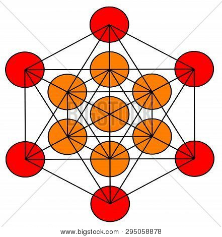 Metatron Cube Sacred Geometry Energy Meditation Chakra Illustration Red Orange