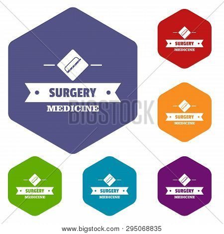 Surgery Medicine Icons Vector Colorful Hexahedron Set Collection Isolated On White