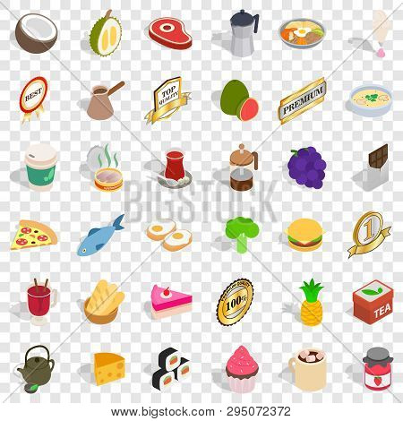 Cold Drink Icons Set. Isometric Style Of 36 Cold Drink Vector Icons For Web For Any Design