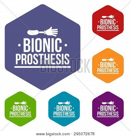 Arm Prosthesis Icons Vector Colorful Hexahedron Set Collection Isolated On White