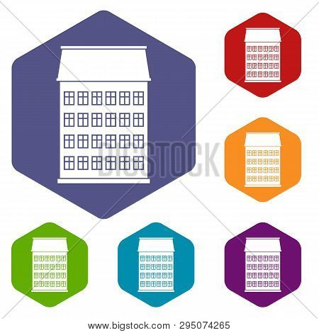 Toen House Icons Vector Colorful Hexahedron Set Collection Isolated On White