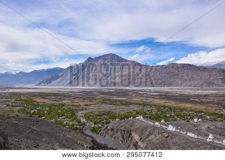 On The Road In Leh Ladakh Landscape.khardung La Pass.road On Snow Mountain  In Northern India.