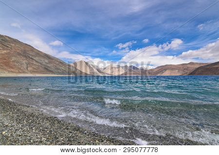 On The Road In Leh Ladakh Landscape.khardung La Pass.road On Snow Mountain  In Northern India.