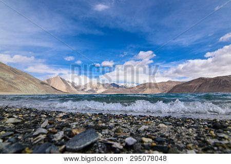 On The Road In Leh Ladakh Landscape.khardung La Pass.road On Snow Mountain  In Northern India.