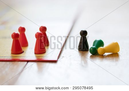 Playing A Parlor Game: Meeples On A Table, Ludo