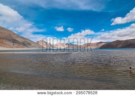 On The Road In Leh Ladakh Landscape.khardung La Pass.road On Snow Mountain  In Northern India.