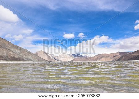On The Road In Leh Ladakh Landscape.khardung La Pass.road On Snow Mountain  In Northern India.