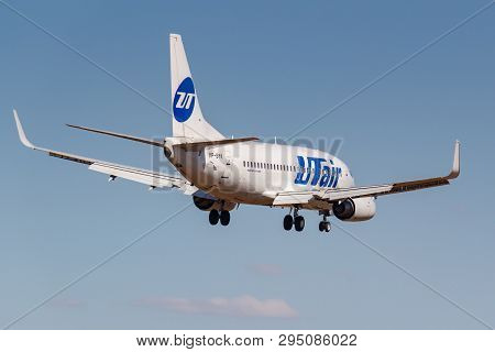 Moscow, Russia - April 03, 2019: Aircraft Boeing 737-524(wl) Vp-byk Of Utair Aviation Going To Landi