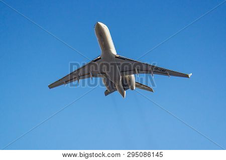 Moscow, Russia - March 20, 2019: Aircraft Bombardier Global 5000 Vp-cbf Takes Off At Vnukovo Airport
