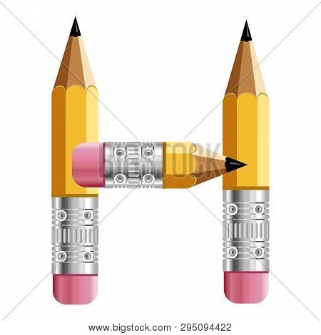 Letter H Pencil Icon. Cartoon Illustration Of Letter H Pencil Icon For Web