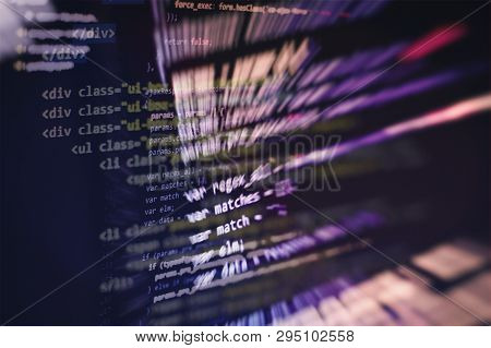 Javascript Functions, Variables, Objects. Project Managers Work New Idea. Future Technology Creation