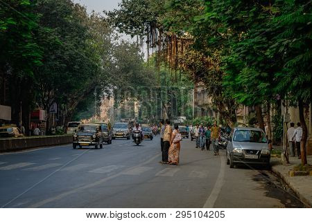 Mumbai, India - January 1, 2012: Street In Colaba District, Mumbai, India