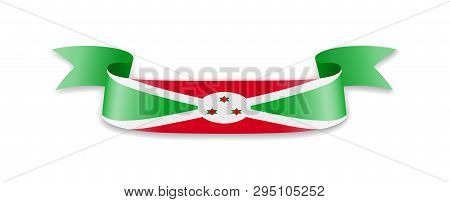 Burundi Flag In The Form Of Wave Ribbon.