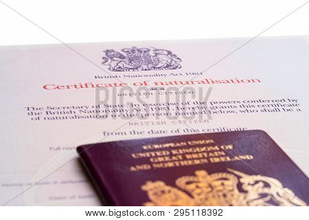 Image  Of The New Issued Pre Brexit Style British Passport With Naturalization Certificate