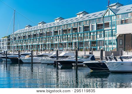 Historic Landmark Woolloomooloo Wharf With Yachts And Boats On Sunny Day