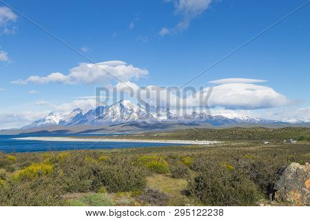 Sarmiento Lake View, Torres Del Paine National Park, Chile. Chilean Patagonia Landscape