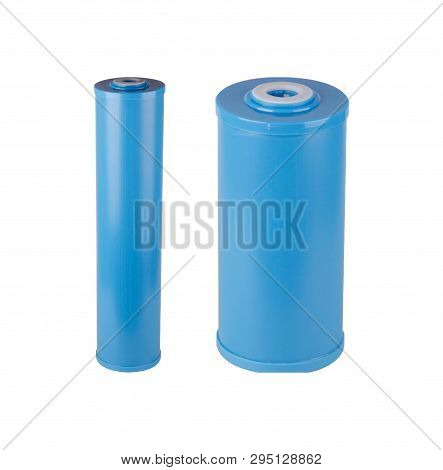 Set Of Filters Isolated White Background. Foamed, Pressed, Granulated Coal, Polyphosphate Post-filte