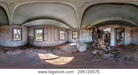 Full Seamless Spherical Hdri Panorama 360 Degrees Angle View Inside Abandoned Wooden House In Villag