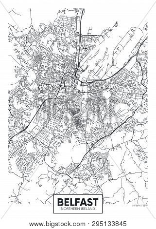 Vector Poster Detailed City Map Belfast Detailed Plan Of The City, Rivers And Streets