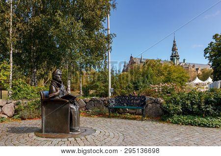 Stockholm, Sweden - August 29, 2018: Monument To The Writer Of Fairy Tales Astrid Lindgren In The Ci