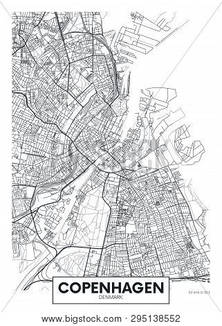 City Map Copenhagen, Travel Vector Poster Design For Interior Decoration