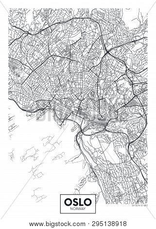 City Map Oslo, Travel Vector Poster Design For Interior Decoration